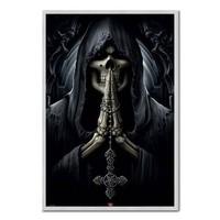 Spiral Death Prayer Poster Silver Framed - 96.5 x 66 cms (Approx 38 x 26 inches)