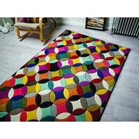 Spectrum Mambo Quality Handcarved Circle Design Multi Colour Rug in 3 Sizes (160 x 230 cm (5\'3\'\' x 7\'7\'\'))