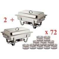 Special Offer - 2 x Milan Chafer & 72 Olympia Gel Fuel Tins - Pack of 2 x GN 1/1 stainless steel chafers with 72 gel fuel tins