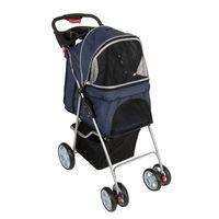 sporty pet stroller for small dogs navy blue grey