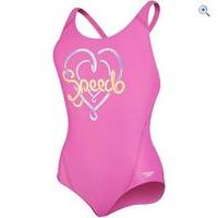 speedo girls logo placement splashback swimsuit size 30 colour pink