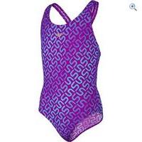 Speedo Girls\' Monogram Allover Splashback Swimsuit - Size: 34 - Colour: DIVA-BALI BLUE