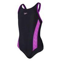 Speedo Monogram Muscleback Swimsuit - Girls - Black/Purple