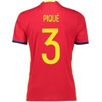Spain Home Authentic Shirt 2016 Red with Pique 3 printing
