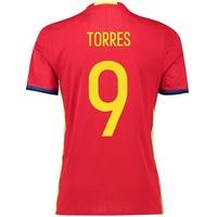 Spain Home Authentic Shirt 2016 Red with Torres 9 printing