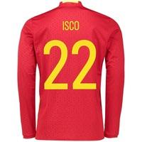 spain home shirt 2016 long sleeve red with isco 22 printing