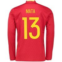 spain home shirt 2016 long sleeve red with mata 13 printing