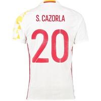 Spain Away Authentic Shirt 2016 White with S. Cazorla 20 printing