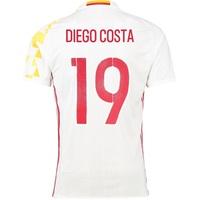 Spain Away Authentic Shirt 2016 White with Diego Costa 19 printing