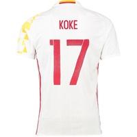 Spain Away Authentic Shirt 2016 White with Koke 17 printing