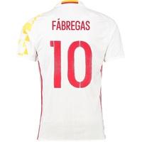 Spain Away Authentic Shirt 2016 White with Fabregas 10 printing