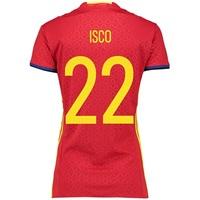 Spain Home Shirt 2016 - Womens Red with Isco 22 printing