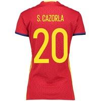 Spain Home Shirt 2016 - Womens Red with S. Cazorla 20 printing