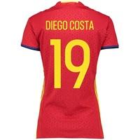 Spain Home Shirt 2016 - Womens Red with Diego Costa 19 printing