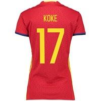 Spain Home Shirt 2016 - Womens Red with Koke 17 printing