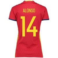Spain Home Shirt 2016 - Womens Red with Alonso 14 printing