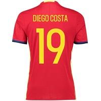 Spain Home Authentic Shirt 2016 Red with Diego Costa 19 printing