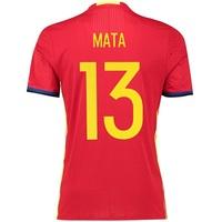 Spain Home Authentic Shirt 2016 Red with Mata 13 printing
