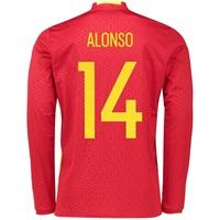 Spain Home Shirt 2016 - Long Sleeve Red with Alonso 14 printing