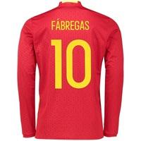 Spain Home Shirt 2016 - Long Sleeve Red with Fabregas 10 printing