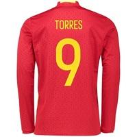 spain home shirt 2016 long sleeve red with torres 9 printing