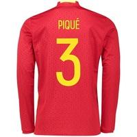 spain home shirt 2016 long sleeve red with pique 3 printing