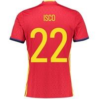 Spain Home Shirt 2016 Red with Isco 22 printing