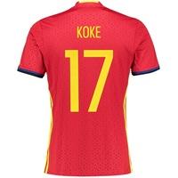 Spain Home Shirt 2016 Red with Koke 17 printing
