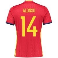 Spain Home Shirt 2016 Red with Alonso 14 printing