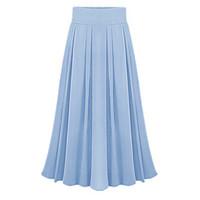 Spring Summer Women\'s Fashion Pleated Elastic Waist Chiffon Work Casual Holiday Beach Long Skirt