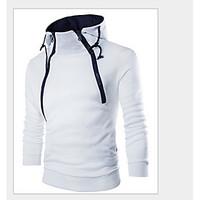 sports simple sweatshirt solid round neck removable lining micro elast ...