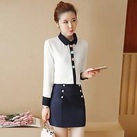 Spring and Autumn new chiffon blouse two-piece package hip skirt fashion dress women small fragrant wind suit