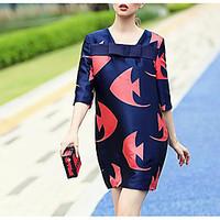 spring new goldfish pattern sleeve chest bow shift dress elegant fashi ...