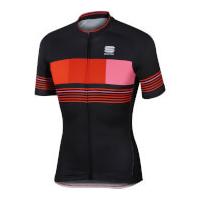 sportful stripe short sleeve jersey blackred l