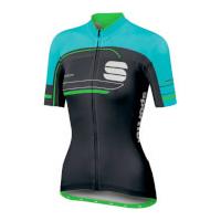 Sportful Women\'s Gruppetto Pro Short Sleeve Jersey - Black/Turquoise/Green - XS