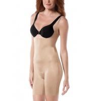 spanx slimplicity open bust mid thigh shaping bodysuit