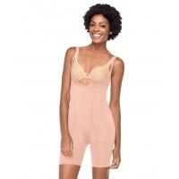 spanx slimmer shine open bust mid thigh shaping bodysuit