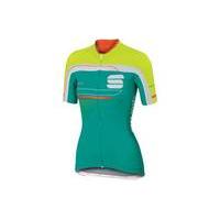 sportful womens gruppeto short sleeve jersey green l