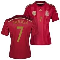 spain home shirt 201315 with david villa 7 printing red