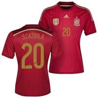 Spain Home Shirt 2013/15 with S. Cazorla 20 printing, Red