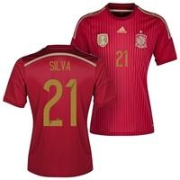 Spain Home Shirt 2013/15 with David Silva 21 printing, Red