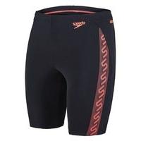 speedo monogram jammer swim shorts mens blackred