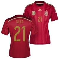 spain home shirt 201315 with david silva 21 printing red