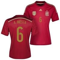 Spain Home Shirt 2013/15 with A.Iniesta 6 printing, Red