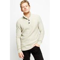 speckled button neck jumper