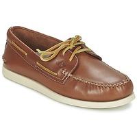 sperry top sider ao 2 eye wedge leather mens boat shoes in brown