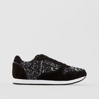 Split Leather Lace-Up Trainers