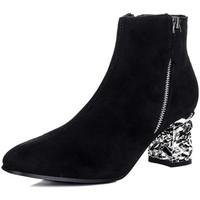 spylovebuy milly crushed metal block heel ankle boots shoes black sued ...