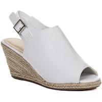 Spylovebuy JENEVA Open Peep Toe Wedge Heel Espadrille Sandals Shoes - Whit women\'s Espadrilles / Casual Shoes in white