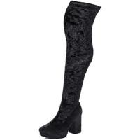 spylovebuy kelsi platform block heel thigh boots black velvet style wo ...